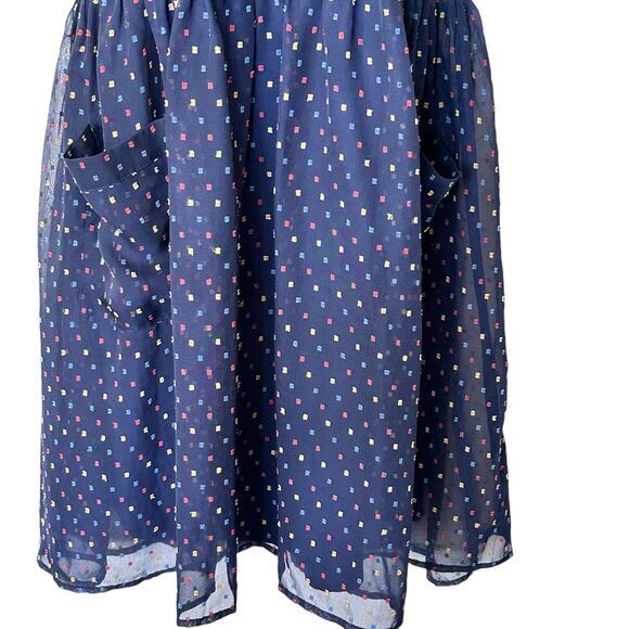 ModCloth Polka Dot Short-Sleeve Sheer blue Dress attached‎ slip S - Picture 6 of 10